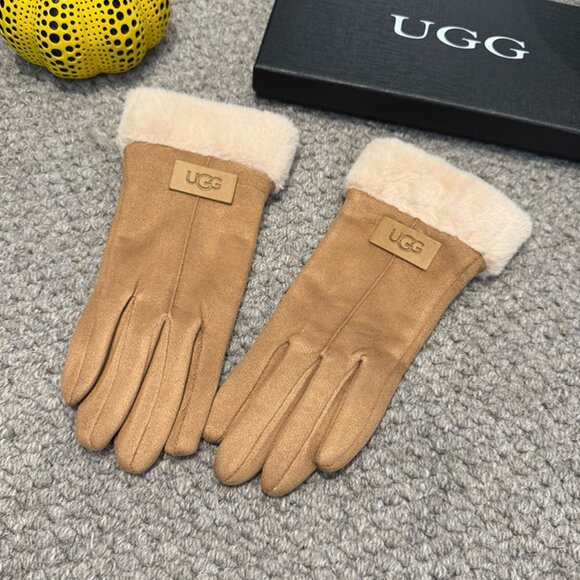 UGG Women's Brown Plush Gloves - Picture 1 of 6